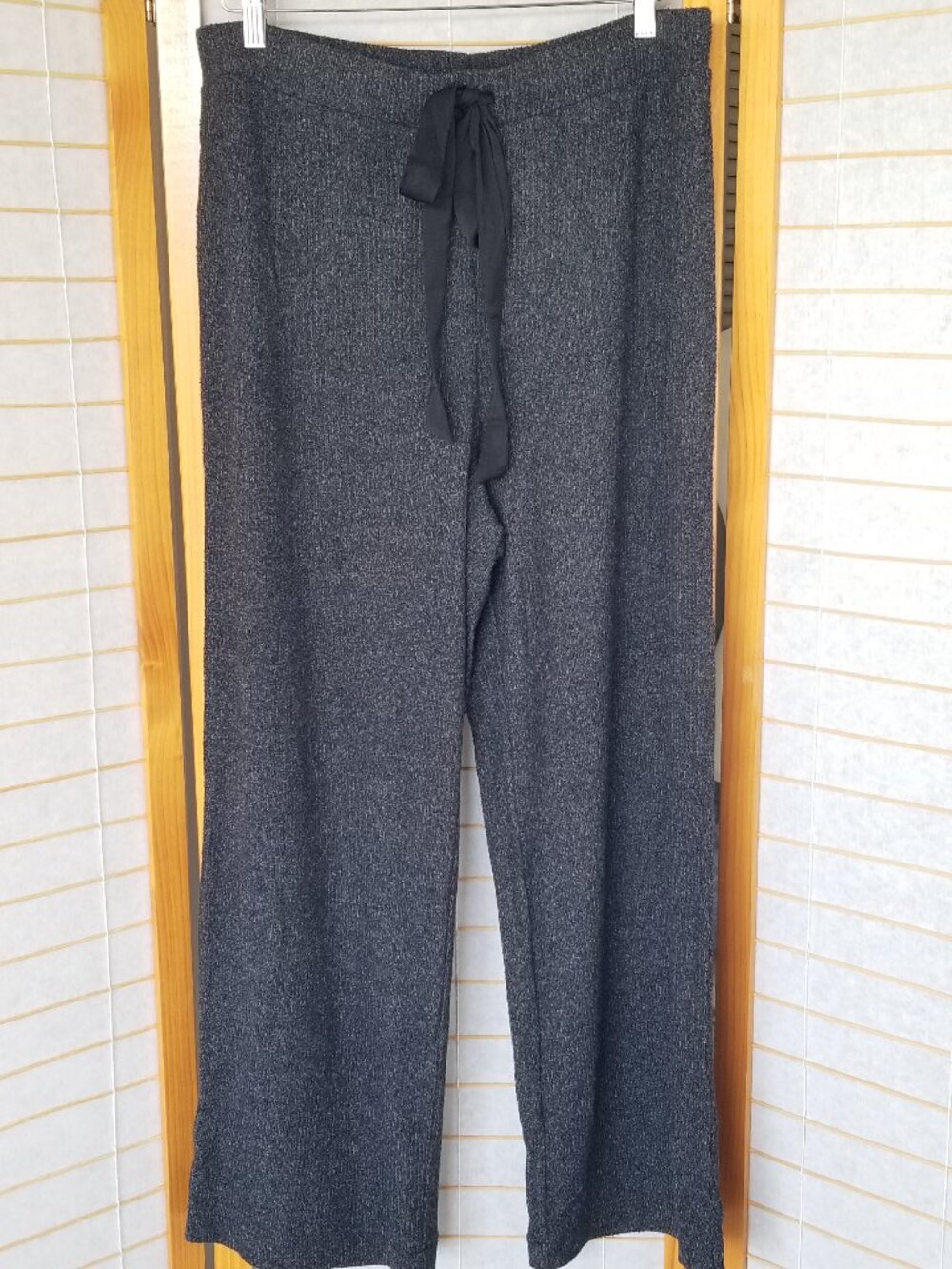Banana Republic Straight Wide Leg Knit Pants Charcoal Gray Large